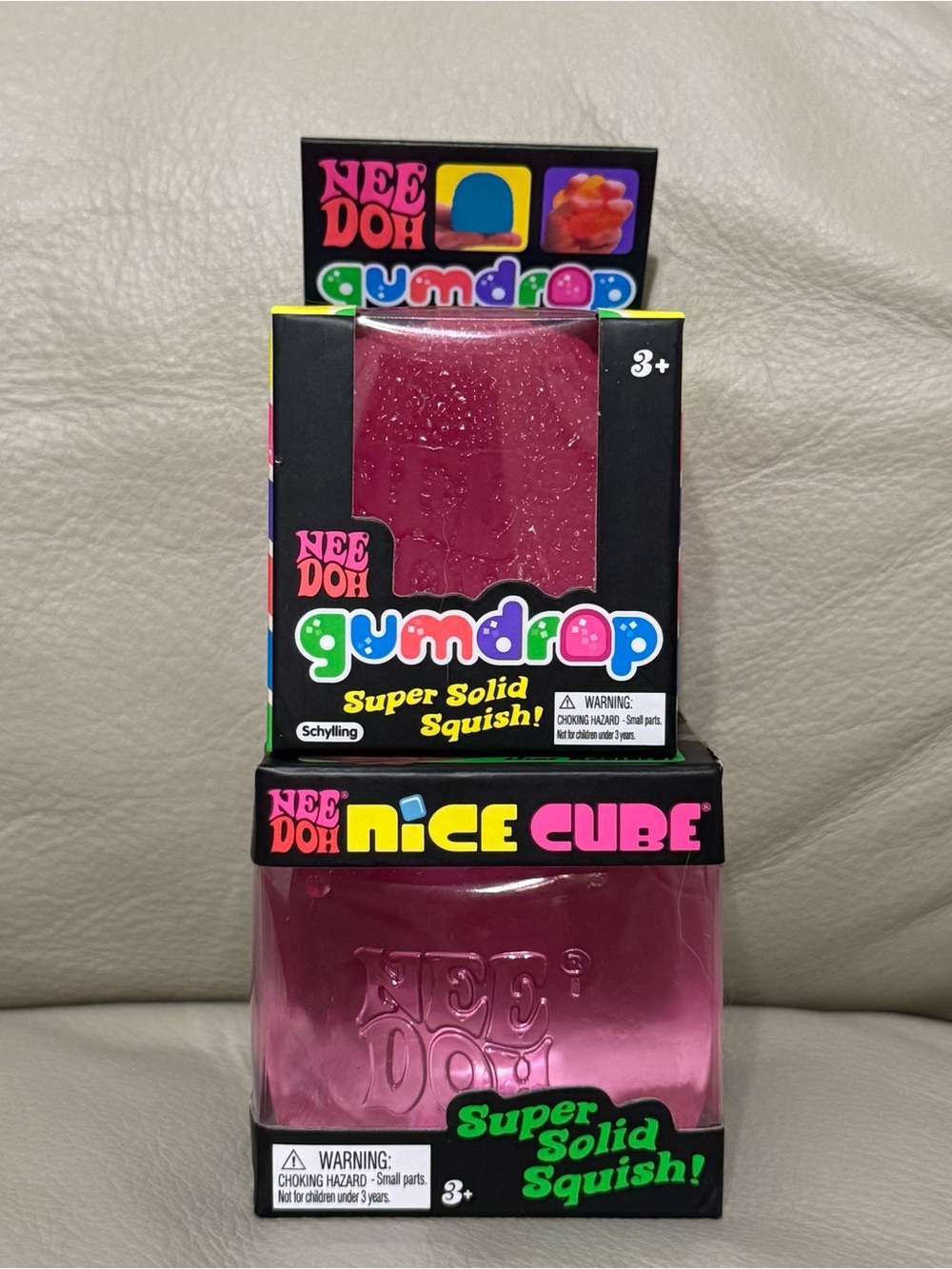 NEW Pink Needoh Nice Cube & Pink Gumdrop Super Solid Squishy Schylling Viral